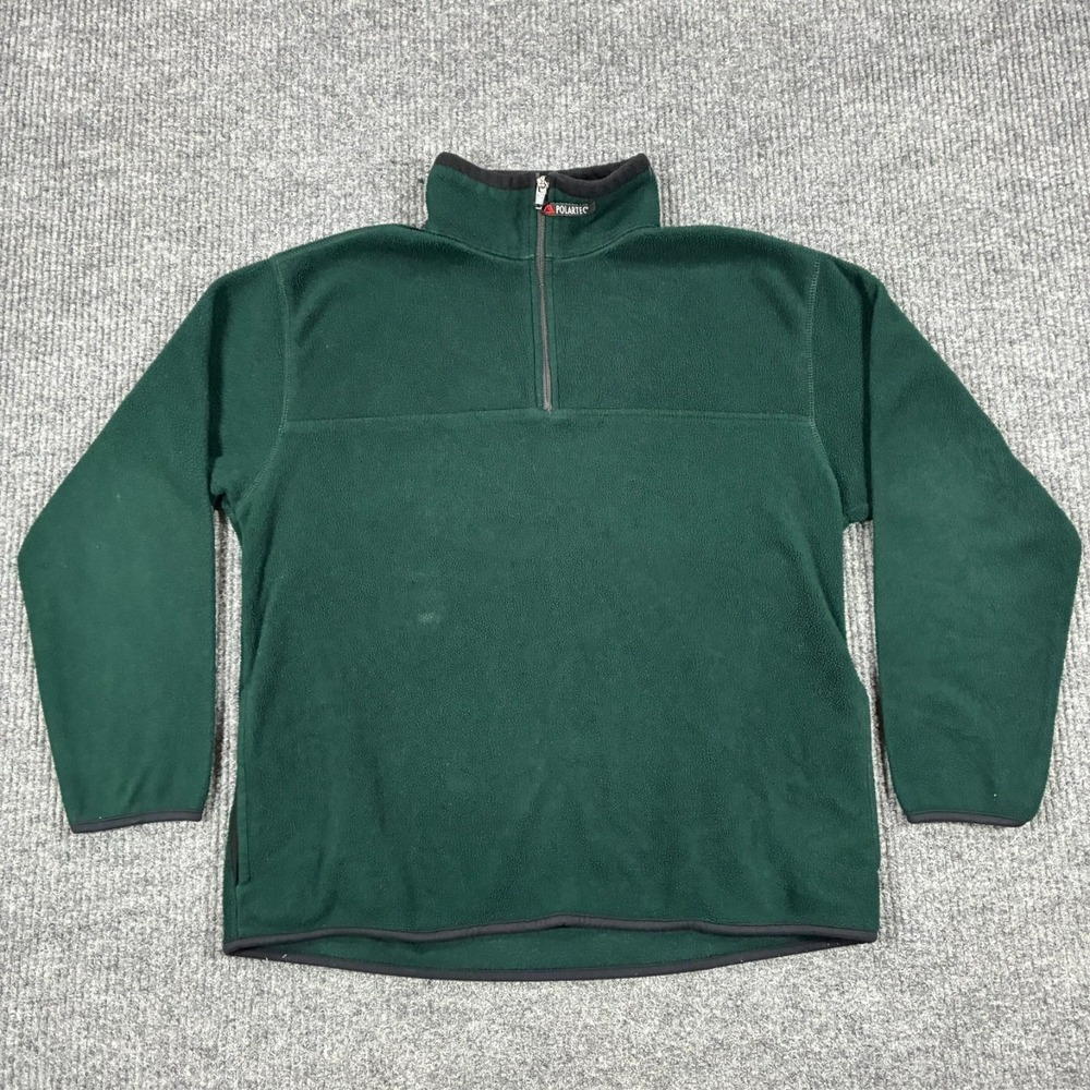 Eddie Bauer Polartec Mens Quarter Zip Fleece Pullover Size M Green Long Sleeve - Picture 1 of 8